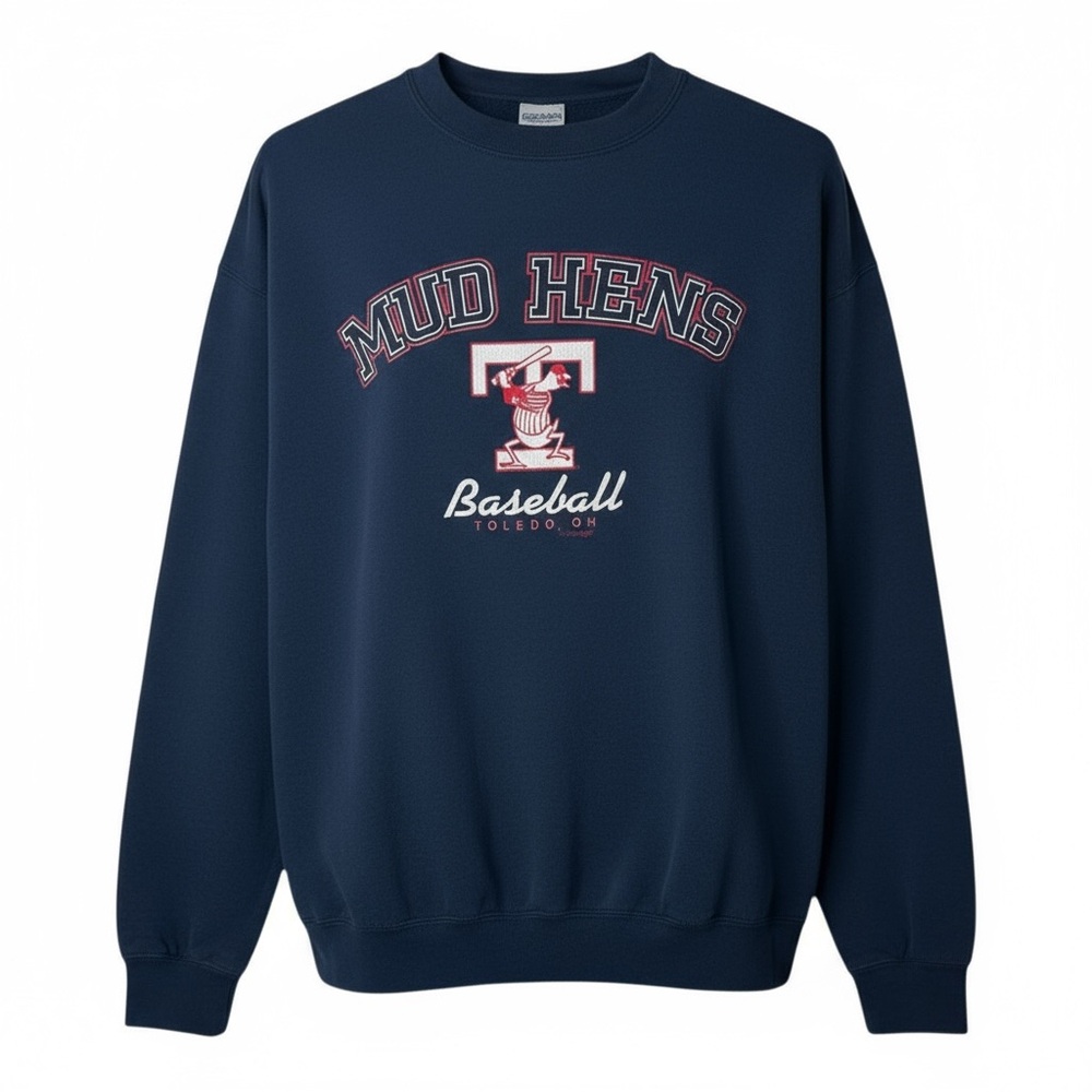 Vintage Y2K 2005 Minor League Baseball Toledo Mud Hens‎ Sweatshirt Blue Men’s L
